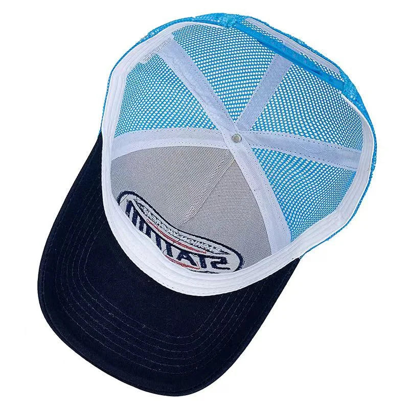Styl: czapka baseballowa unisex, klasyczna czapka z siateczki STATION z nadrukiem literowym, dla mężczyzn i kobiet, oddychająca, czapka typu „trucker” na lato w stylu streetwear