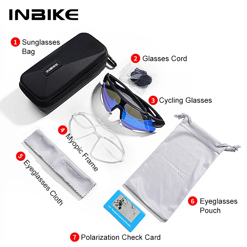 INBIKE 2025 MTB Cycling Sunglasses Polarized UV Protection for Road Biking Mountain Bike Running Hiking Outdoor Sports Glasses