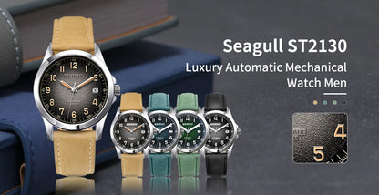 BERNY Automatic Watch Men  ST2130 Luminous Mechanical Wristwatch Sapphire Waterproof 10ATM Top Brand Luxury Watch for Men