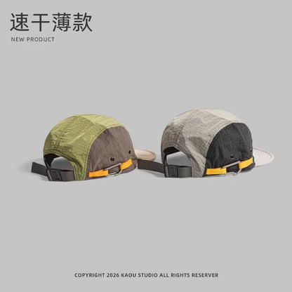 Japanese Retro Color Matching 5-panel Baseball Caps for Men Summer Outdoor Camping Leisure Sun Protection Niche Women's Hats