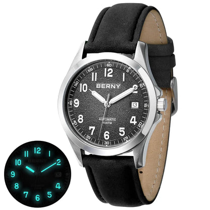 BERNY Automatic Watch Men  ST2130 Luminous Mechanical Wristwatch Sapphire Waterproof 10ATM Top Brand Luxury Watch for Men