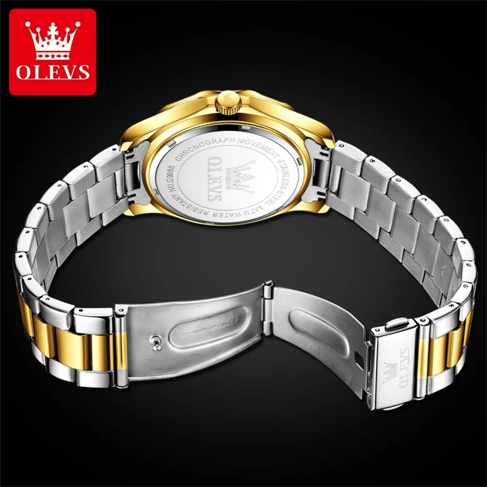 OLEVS 9988 Quartz Watch for Men Waterproof Anti-scratch Auto Date Diving Wristwatch Men Original Brand Luxury Diamond Man Watch