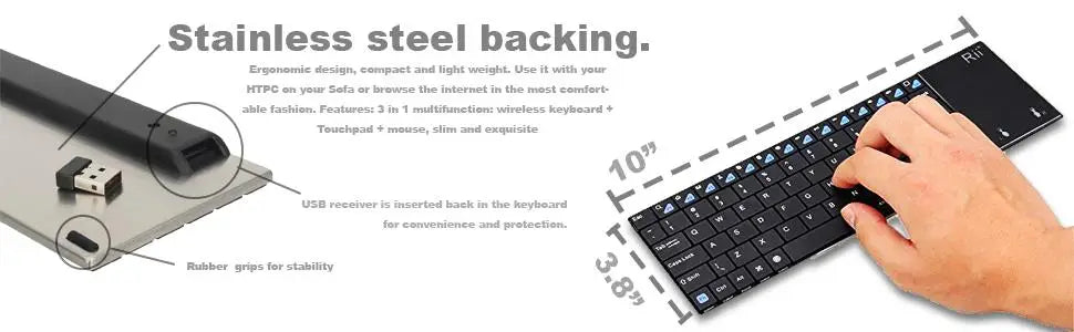Tastiera wireless russa spagnola inglese francese Rii K12+/i12+ Mini Keyboard con touchpad mouse per Android laptop PC TV Box