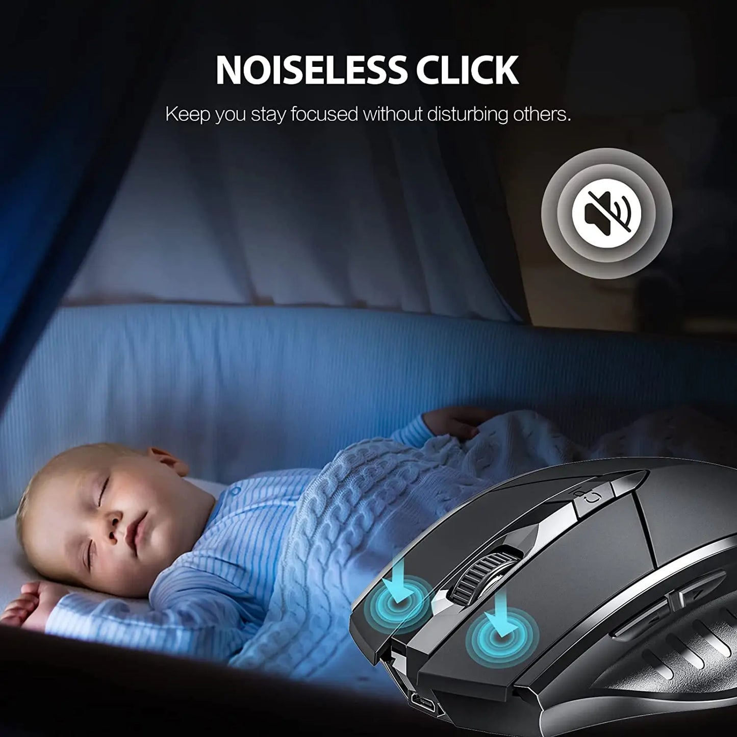 INPHIC A1 Bluetooth Mouse, Rechargeable 2.4G Tri-Mode Optical Mute Wireless Mouse, 1600 DPI for Mac, Laptop, PC, Tablet, Mobile Phone