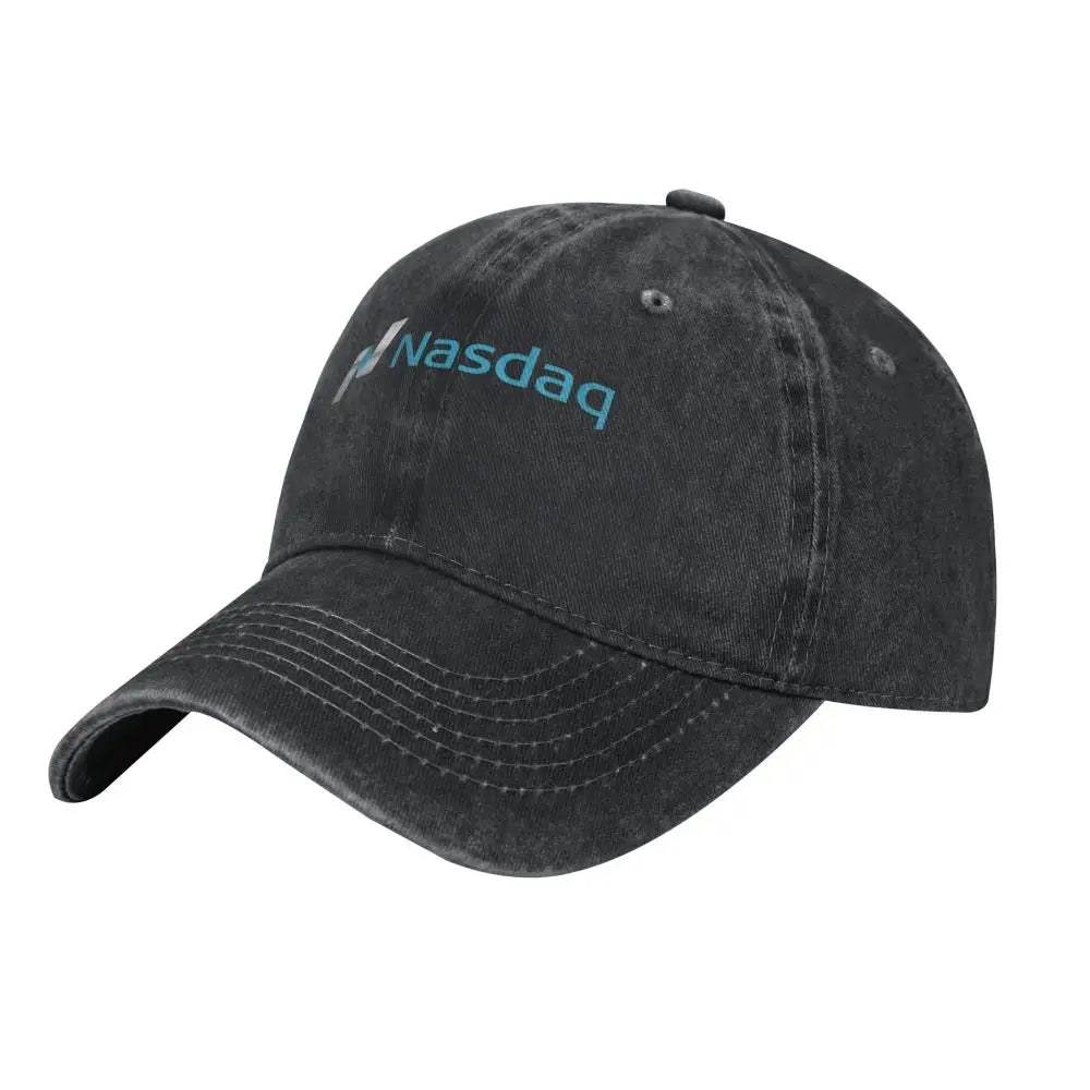 Nasdaq Logo, Knitted Texture demin Trucker Hat Lightweight Men's Cap Cap Man Summer