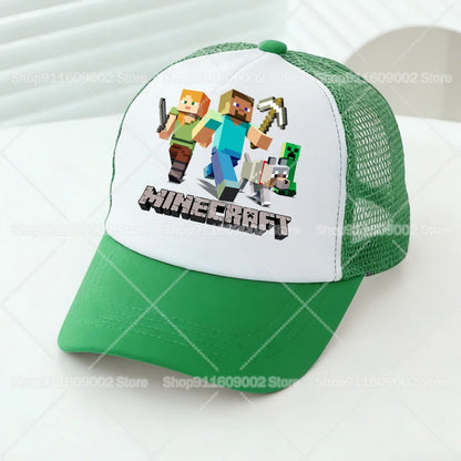 Minecrafted Mesh Baseball Caps Cartoon Figures Adult Children Sports Hats Boys Girls Summer Outdoor Sunshade Peaked Caps Gift