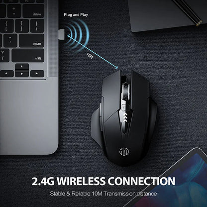 INPHIC F1 2.4G Wireless Mouse, 500mAh Ergonomic Rechargeable, Power Display, Office Home Silent Laptop Desktop Computer Universal