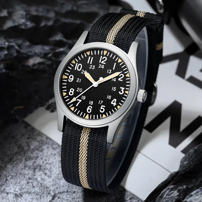 MILITREK 2026 New Military Retro Men's VH31 Quartz Watch 37mm Sapphire Stainless Steel 100m Waterproof C3 Luminous Watch for Men