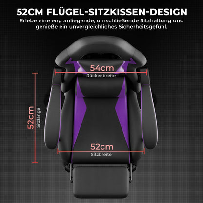 Gaming Chair Ergonomic Gaming Chair with Lumbar Pillow and Headrest, Gamer Chair Height Adjustable, PC Chair for Adults Girls Boys, Black Purple