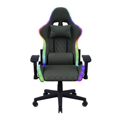 Gaming Chair, Ergonomic Gaming Chair with LED, Adjustable Computer Chair for Teenagers, Lumbar Cushion, Gamer Chair, Black