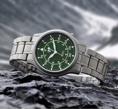 BERNY Titanium herenhorloge met kwartsmechanisme, AR-coating, saffierglas, modieus polshorloge, lichtgevend, VH31, ultradun polshorloge, waterdicht tot 5 ATM