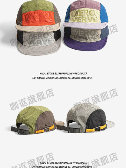 Japanese Retro Color Matching 5-panel Baseball Caps for Men Summer Outdoor Camping Leisure Sun Protection Niche Women's Hats