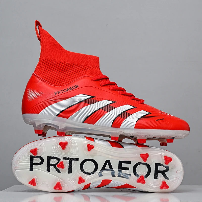 Nouvelles chaussures de football professionnelles pour hommes, crampons de football antidérapants TF/FG, baskets pour garçons, chaussures de sport confortables à la cheville, unisexes