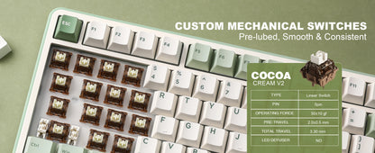 YUNZII B75 PRO Green Mechanical Gaming Keyboard, Gasket 75 Knob RGB Keyboard, BT/Wired/Wireless  Hot-Swap Custom Creamy Keyboard