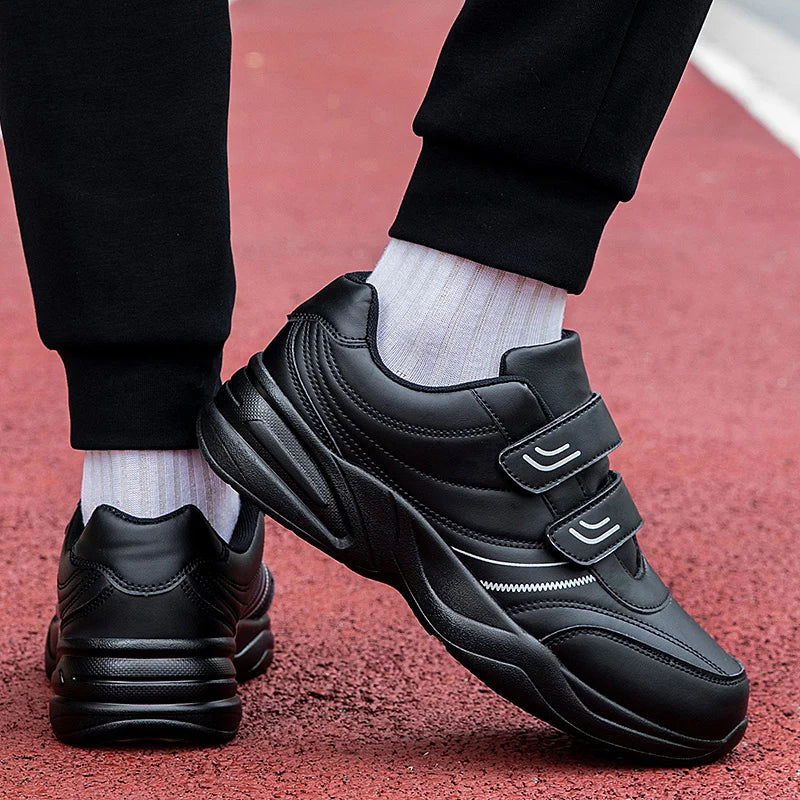 Baskets en cuir à crochet et boucle réglables pour hommes chaussures de sport décontractées baskets blanches Masculino Zapatillas Deportivas Tenis