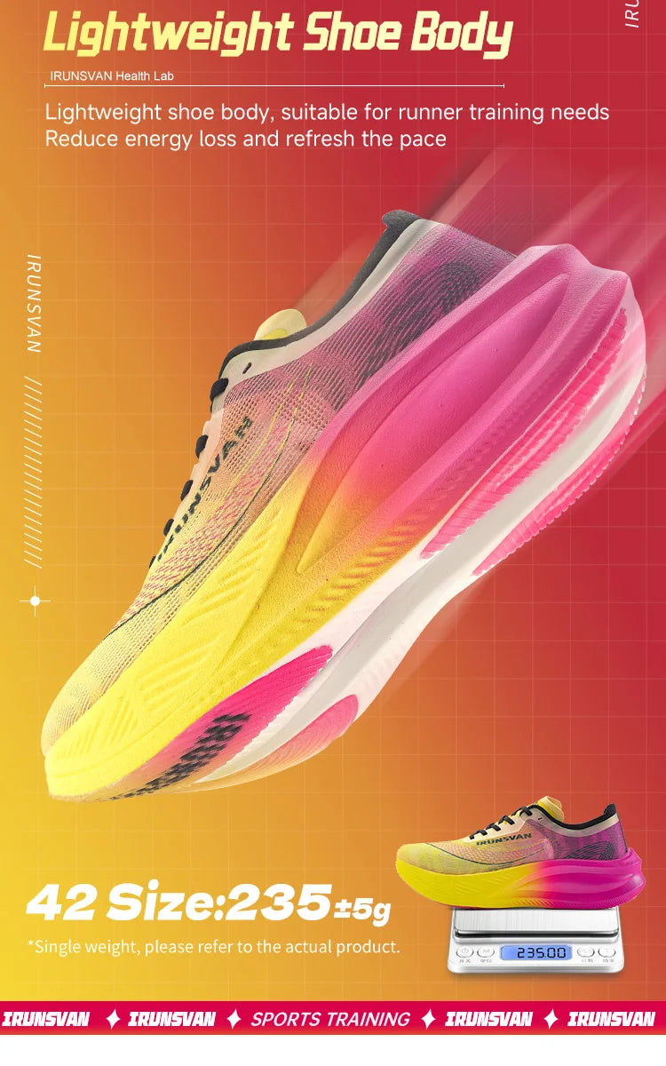 IRUNSVAN Nylon Carbon Plate Professional Marathon Running Shoes for Man Lightweight Cushioning Training Outdoor Sneakers Women