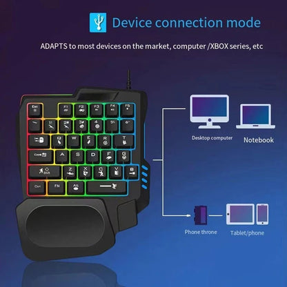 1pc RGB Gaming Keyboard Single Hand Mini USB Ultra-slim Wired 35-Keys One-Handed Backlight Keyboard For Computer PC Laptop