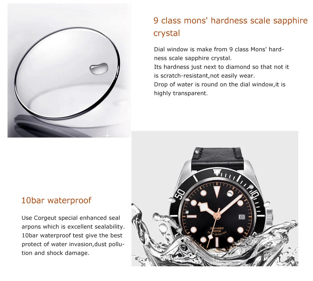 Luxusné vodotesné náramkové hodinky s možnosťou personalizácie loga, japonský automatický mechanický strojček NH35, celokovové, so zafírovým sklom, pánske spoločenské hodinky