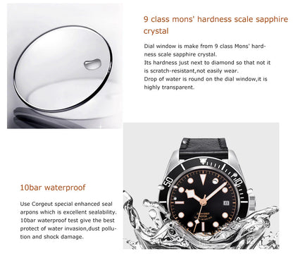 Luxusné vodotesné náramkové hodinky s možnosťou personalizácie loga, japonský automatický mechanický strojček NH35, celokovové, so zafírovým sklom, pánske spoločenské hodinky
