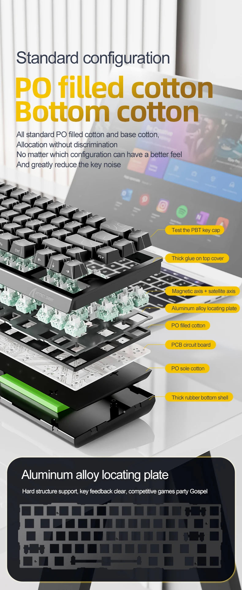 ATTACK SHARK X68HE Magnetic Mechanical Keyboard, 8000Hz Rapid Trigger Gaming Keyboard with Hall Effect Magnetic Switches, SOCD, 0.01mm RT, Wired RGB Keyboard