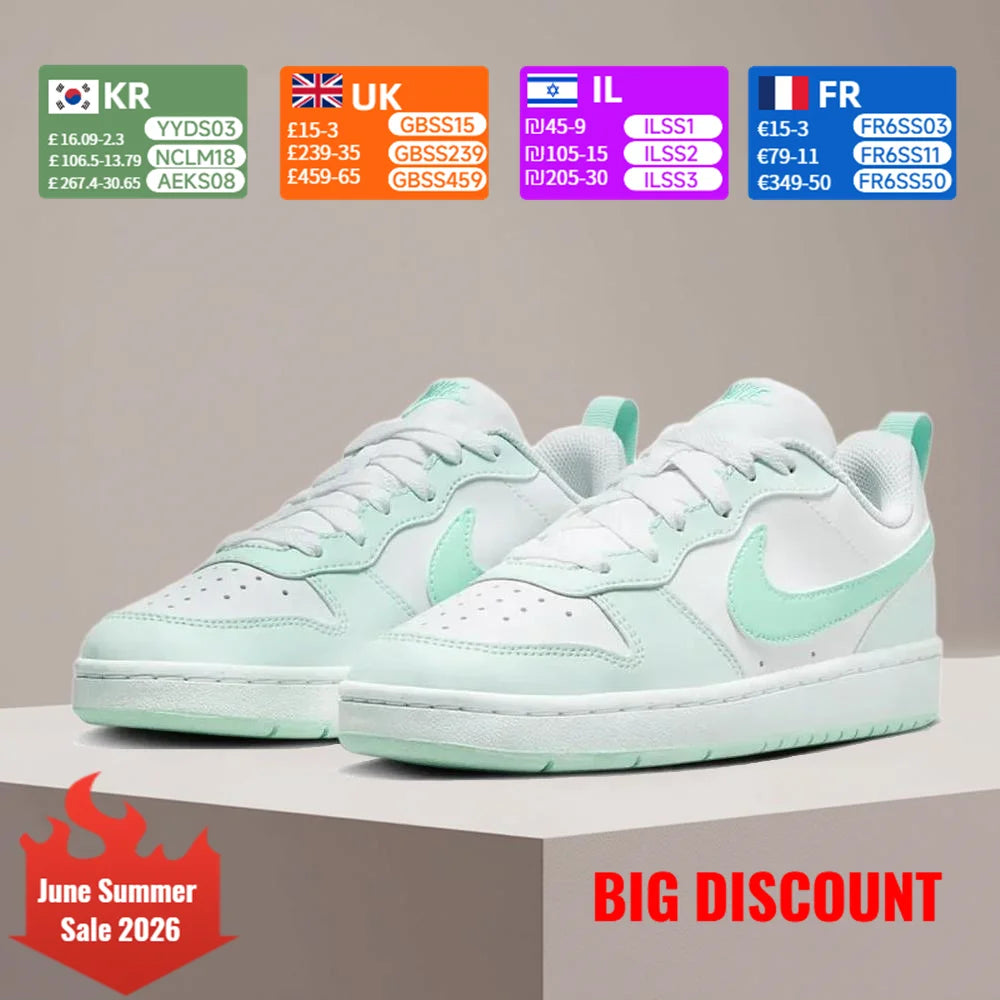 Nike COURT stijlvolle, veelzijdige en comfortabele damessneakers: casual, antislip, duurzaam in wit en mintgroen FZ3539-100