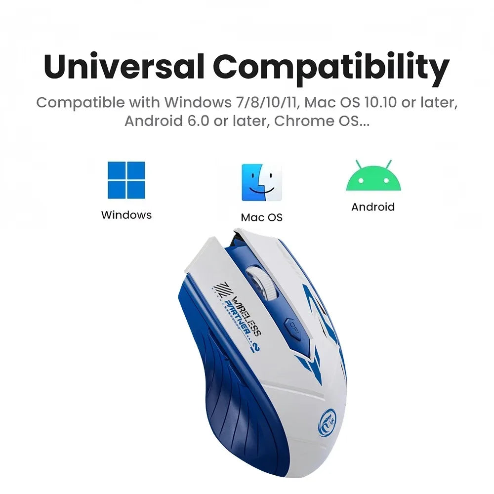 Wireless Gaming Mouse 2.4G Bluetooth Rechargeable Silent Mouse, Dual Mode Wireless Gaming Mouse with 6 Buttons, Adjustable DPI, Ergonomic Mouse for PC, Laptop & Mac