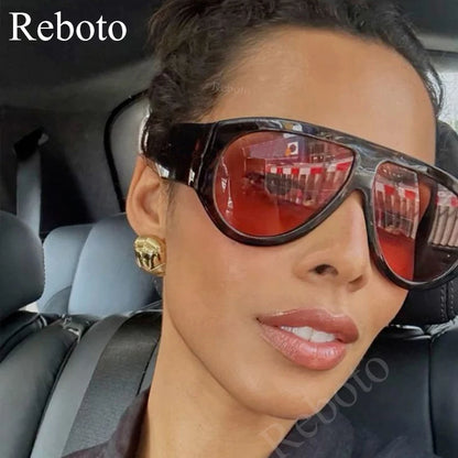 Luxury Pilot Oversized Sunglasses Women Brand Designer Big Frame Gradient Sun Glasses Fashion Goggle Shades Oculos De Sol