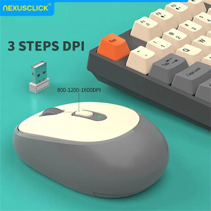 Set inalámbrico de teclado y ratón gaming de oficina NexusClick, ahorro de energía inteligente, tamaño completo, 104 teclas, 1600DPI ajustable, USB para portátil y PC