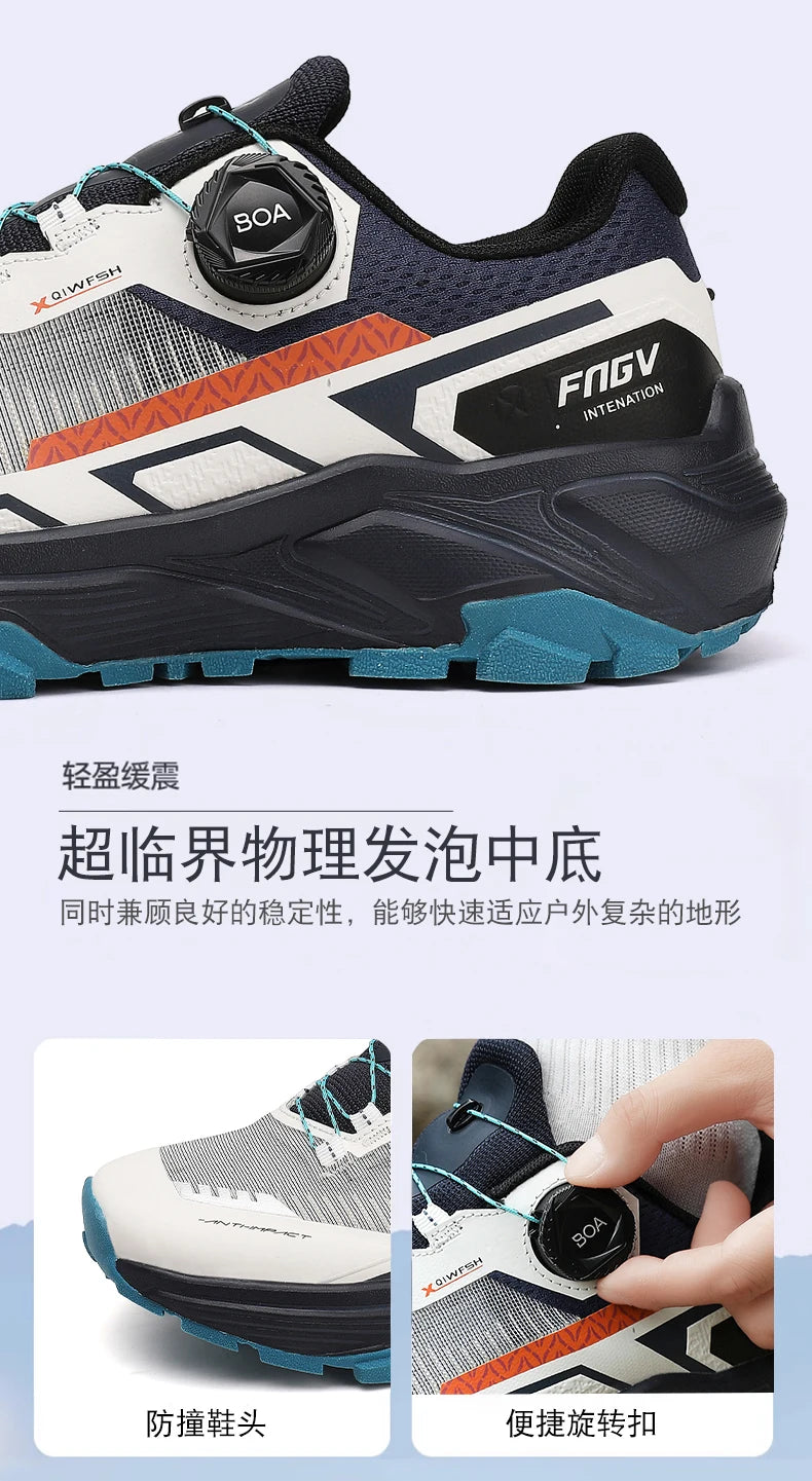 Men's Stylish Outdoor Hiking Shoes Hard-wearing Trekking Sneakers with Plush Warm Lining for Winter Male Footwear