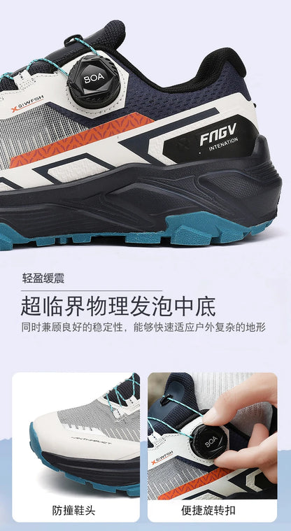 Men's Stylish Outdoor Hiking Shoes Hard-wearing Trekking Sneakers with Plush Warm Lining for Winter Male Footwear