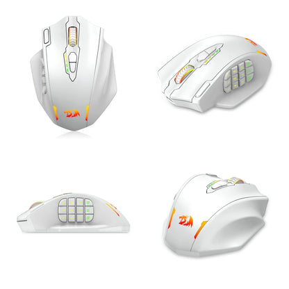 Redragon M913 Gaming 16000 DPI Wired 2.4Ghz Wireless RGB Optical Gamer Mouse 16 Programmable Buttons, Black/White Mouse