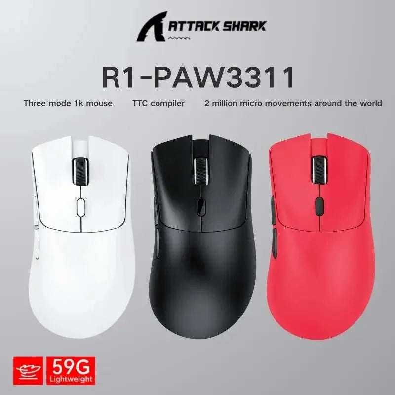ATTACK SHARK R1 Bluetooth Mouse-Viral Mouse Reviewed by Influencers, Brand-direct authentic, PAW3311 sensor with 1K Hz for Gaming