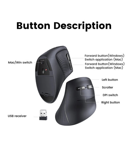 Mouse Wireless Bluetooth 5.0 2.4G Ergonomic 4000DPI 6 Mute Buttons for MacBook Tablet Laptops Computer PC Mice