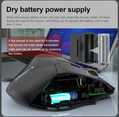 E-YOOSO X-31 Pro USB Gaming Large Mouse, Supports Bluetooth 2.4G Wireless, PAW3212 4800 DPI for Gamer Mice, Computer, Laptop, PC