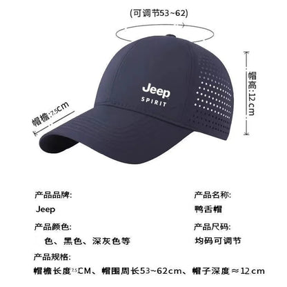 JEEP Quick drying Baseball Hat Summer Mesh Men's and Women's Sunshade, Breathable Sunscreen, Duck Tongue Hat