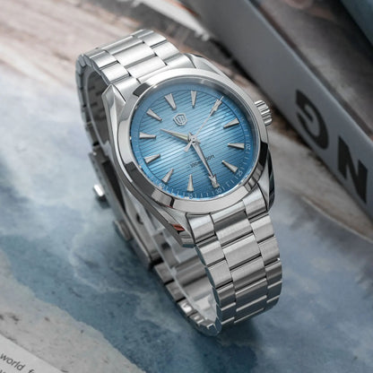Watchdives WD0006-ur, VH31-urværk med jævn sekundviser, buet safirglas, BGW9-lysende belægning, vandtæt til 10 bar, 38 mm, vintage-stil