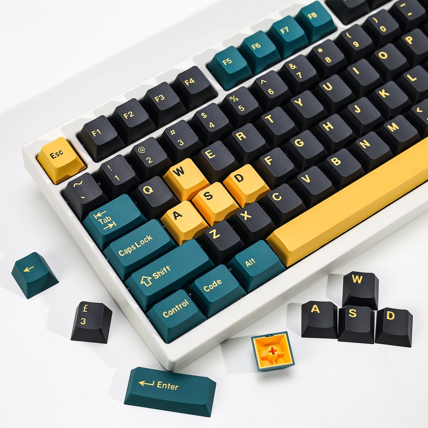 KBDiy GMK MarrsGreen Tastenkappen Retro PBT ISO Double-Shot Cherry-Profil Tastenkappen für MX-Switches Mechanische Gaming-Tastatur-Tastenkappen