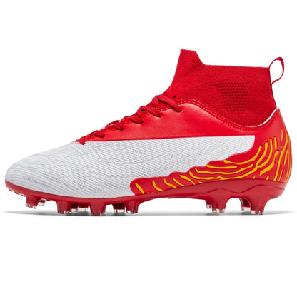 Chaussures de Football noires pour hommes, crampons AG/FG, bottes d'entraînement pour hommes, chaussures de Sport à cheville haute, baskets pour enfants et adultes 35-45