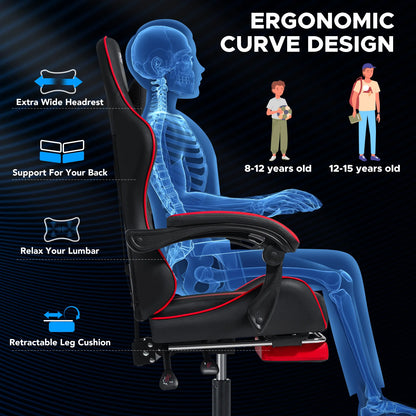 200Lbs Load Gaming Chair with Massage Ergonomic Computer Chair Footrest and Lumbar Support Reclining PC Chair Adjustable Armrest
