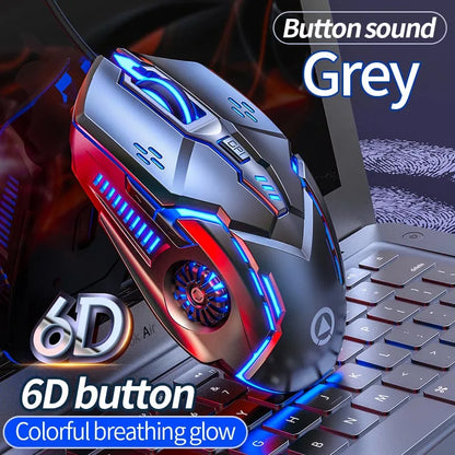 YINDIAO Ergonomic Wired Gaming Mouse RGB Mute Mouse LED Backlit 3200dpi 6 Button G5 USB Mechanical Mouse For PC Laptop Computer