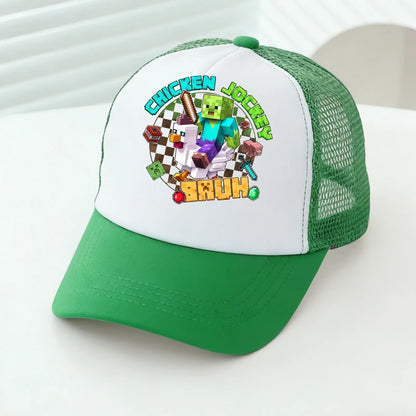 Minecrafted Mesh Baseball Caps Cartoon Figures Adult Children Sports Hats Boys Girls Summer Outdoor Sunshade Peaked Caps Gift