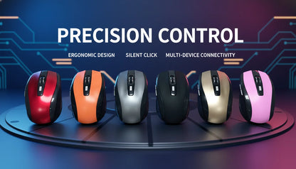 2.4G Wireless Mouse, 7500 DPI, 6 Buttons, 4-Ways Scroll Optical Gaming Mouse, Ergonomic Design For Desktop & Macbook PC Laptop