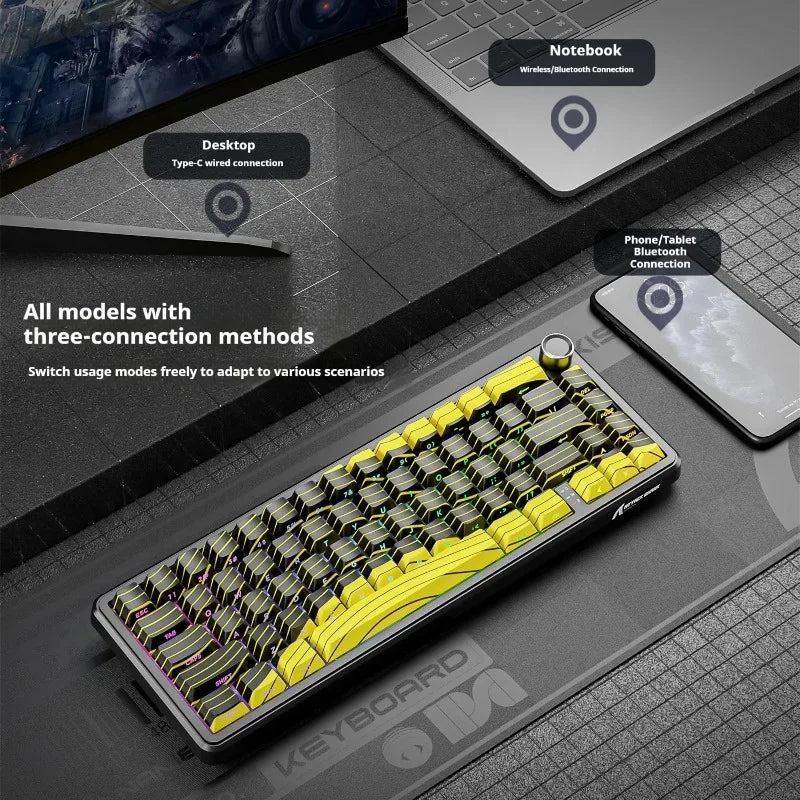 Tastiera gaming wireless Attack Shark X65 PRO HE con switch magnetici, 8K RT 0.001mm, incisione laterale, Bluetooth, per Windows, Mac e PC