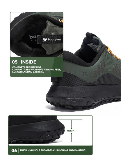 Baasploa vandringsskor för män – bekväma, mjuka, vattentäta, slitstarka, halkfria trekking-sneakers för utomhusbruk och klättring