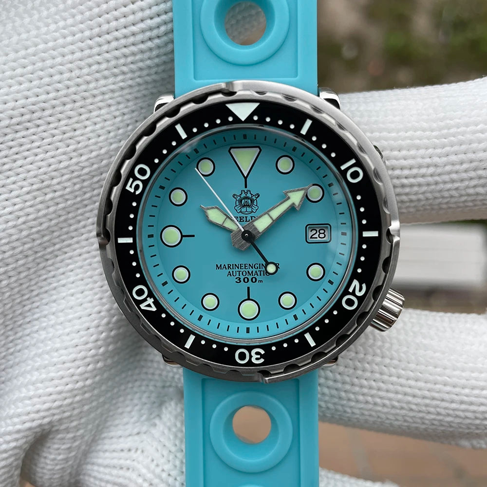 STEELDIVE SD1975 Mens Automatic Watches Men Dive Watch 300m Waterproof Mechanical Wristwatch C3 Luminous Clock Sapphire Mirror