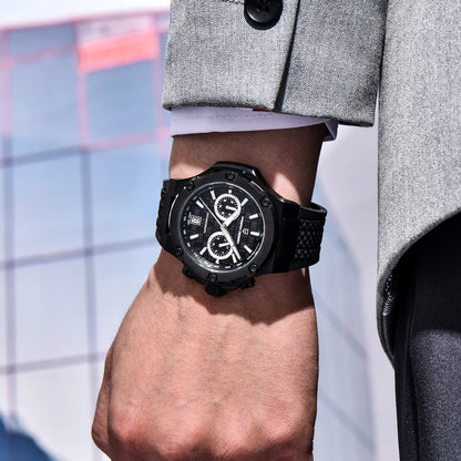 PAGANI DESIGN férfi kvarcórák – Luxus sportkronográf, vízálló, fényvisszaverő mutatókkal és tükröződésmentes bevonattal ellátott zafírüveggel