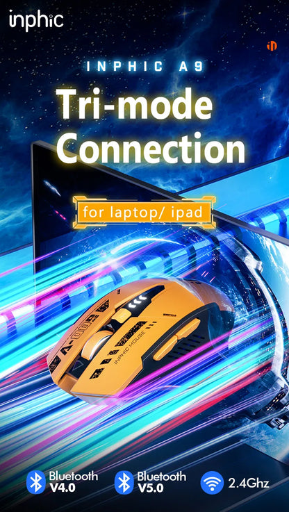 High Quality Inphic A9 200-2400dpi Bluetooth 5.0 Mouse Silent Charging Mechanical Feel Wireless Mouse for Tablet gaming mouse