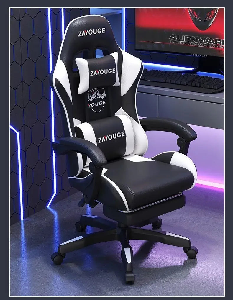 Chaise de jeu ergonomique pour le bureau à domicile, idéale pour les longues heures de travail, les streamers, chaise de jeu pivotante à dossier inclinable réglable, chaise de jeu confortable.