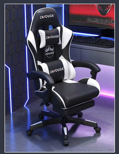 Chaise de jeu ergonomique pour le bureau à domicile, idéale pour les longues heures de travail, les streamers, chaise de jeu pivotante à dossier inclinable réglable, chaise de jeu confortable.