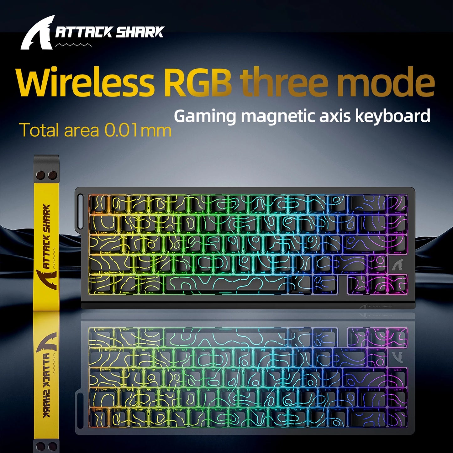 ATTACK SHARK X68HE Magnetic Gaming Keyboard Wired Mechanical Keyboard with Rapid Trigger, 8000Hz Polling Rate, SOCD, RGB Backlit, Hot-Swappable Gaming Keyboard